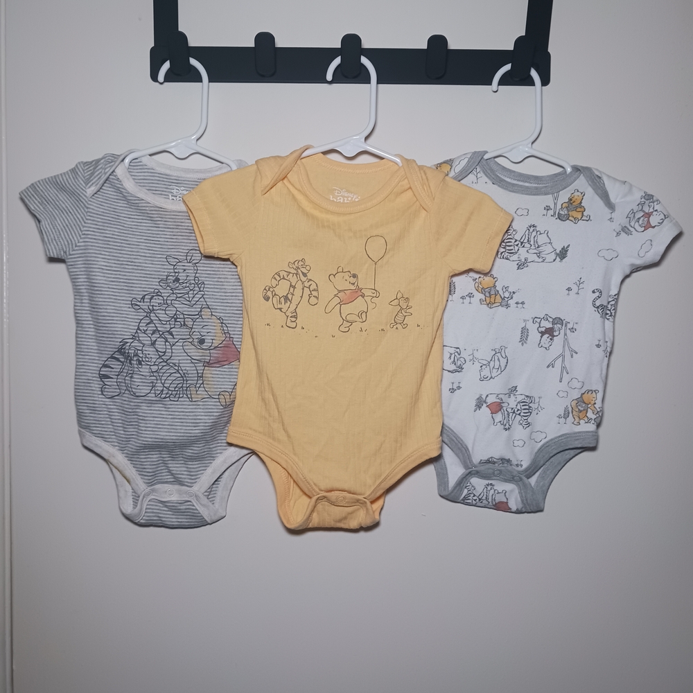 Disney Winnie the Pooh Bodysuit Trio - Yellow, Gray, White
